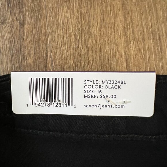 NEW Seven 7 Black Denim Jean Rolled Cuff Weekend Short Sz 16 - Picture 6 of 11